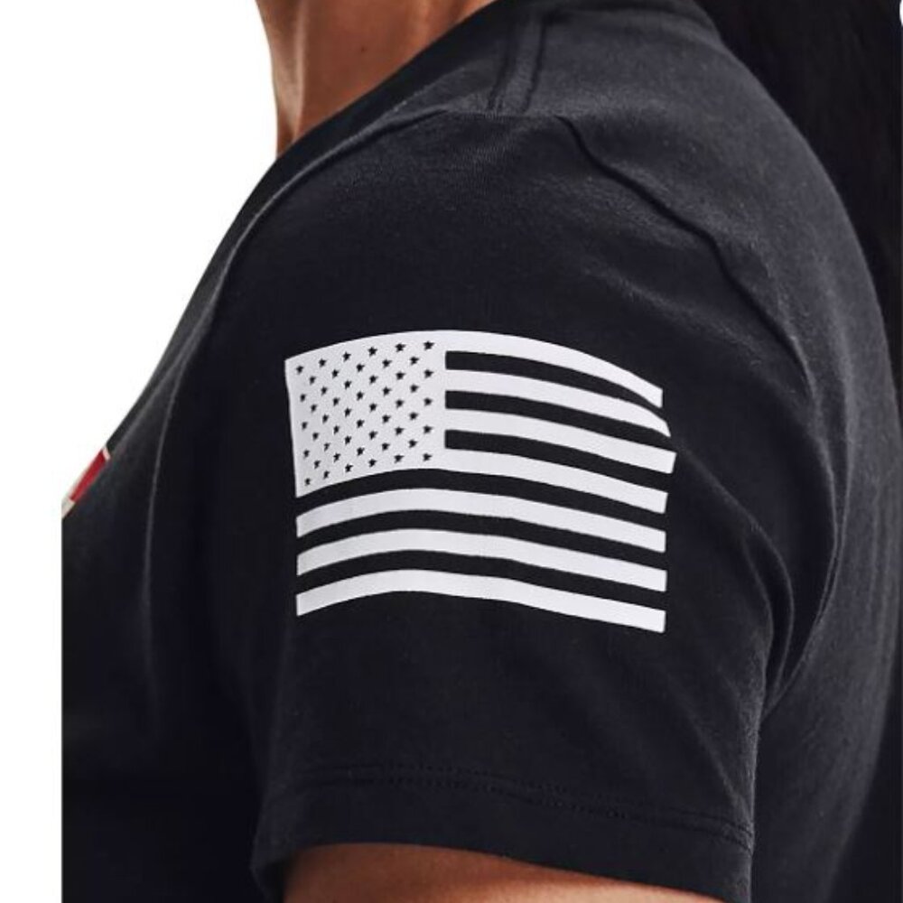 Under Armour Women's T-Shirt L Freedom Flag Tee Black Short Sleeve Independence - Picture 3 of 5